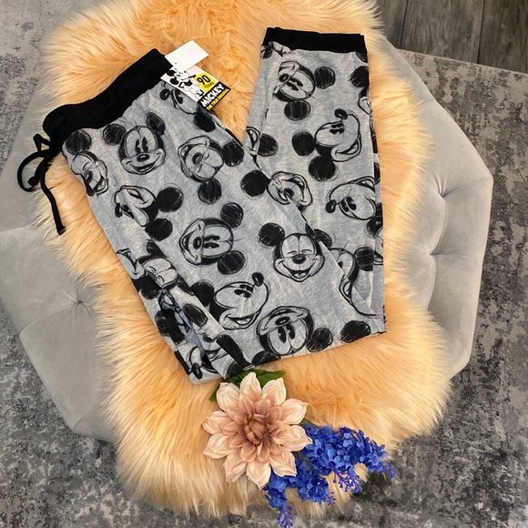 Disney Pants - NEW! Mickey Joggers Black & Gray Sz XL